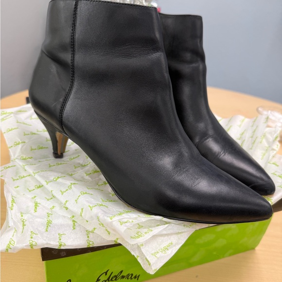 Sam Edelman Black Heeled Leather Boots with Silver Zipper Size 7.5 EUC - Picture 6 of 11